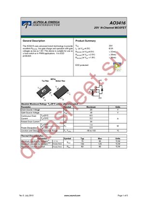 AO3416 datasheet  